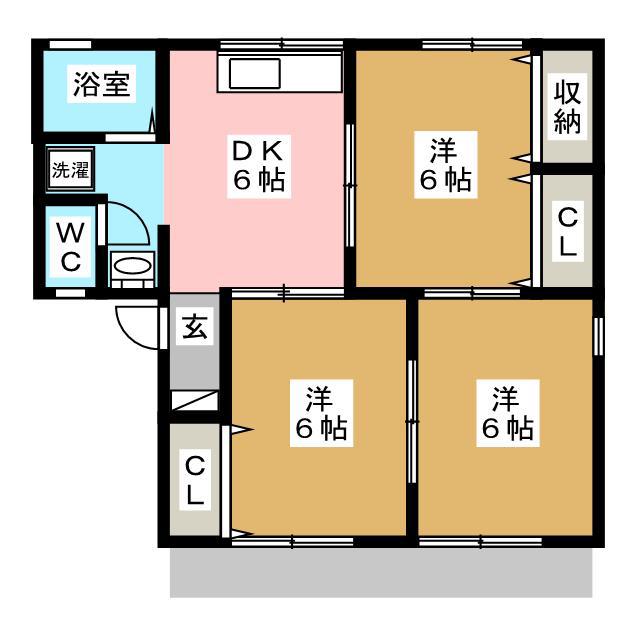 セジュール岡田ハイランズA(3DK/1階)の間取り写真