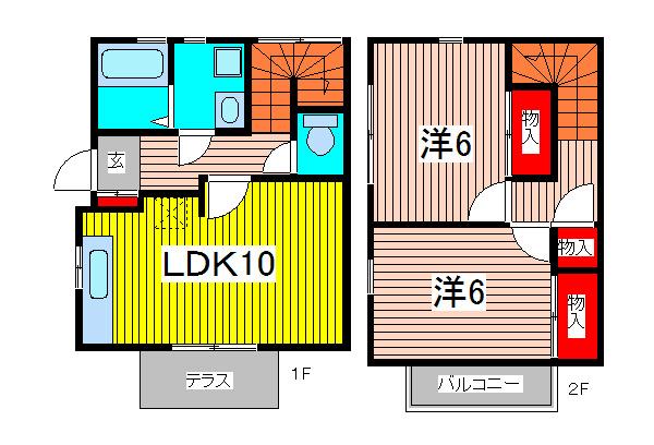 ファミーユ(2LDK/1階)の間取り写真