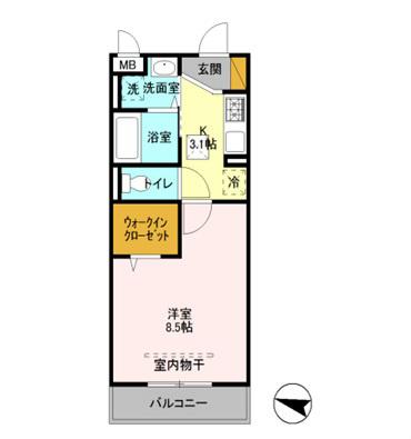エポック(1K/1階)の間取り写真