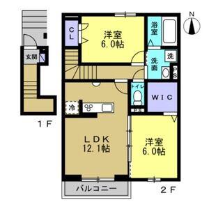 ルミエールKVII(2LDK/2階)の間取り写真
