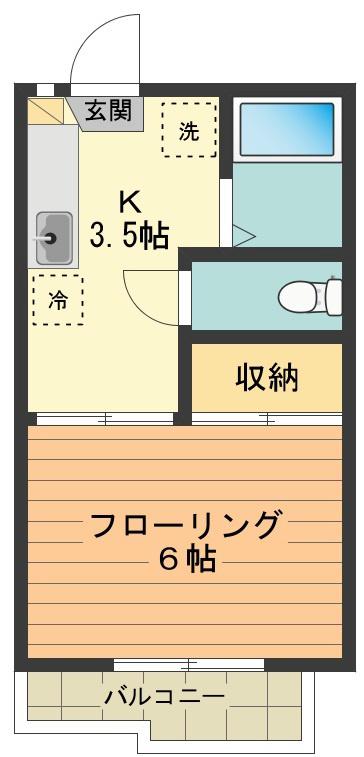 ハイツ平成(1K/2階)の間取り写真