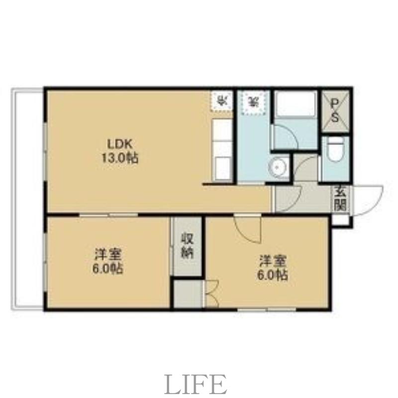アクティブプラザ厚別西(2LDK/4階)の間取り写真