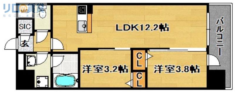 スプランディッド大阪イースト(2LDK/5階)の間取り写真
