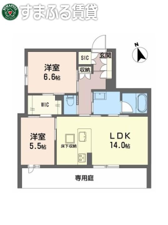 エスティーラ(2LDK/1階)の間取り写真