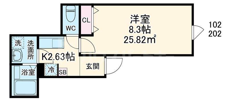 GRADUS瑞江(1K/1階)の間取り写真