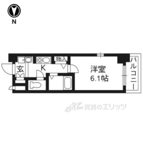 エステムコート京都烏丸Ⅱ(1K/4階)の間取り写真