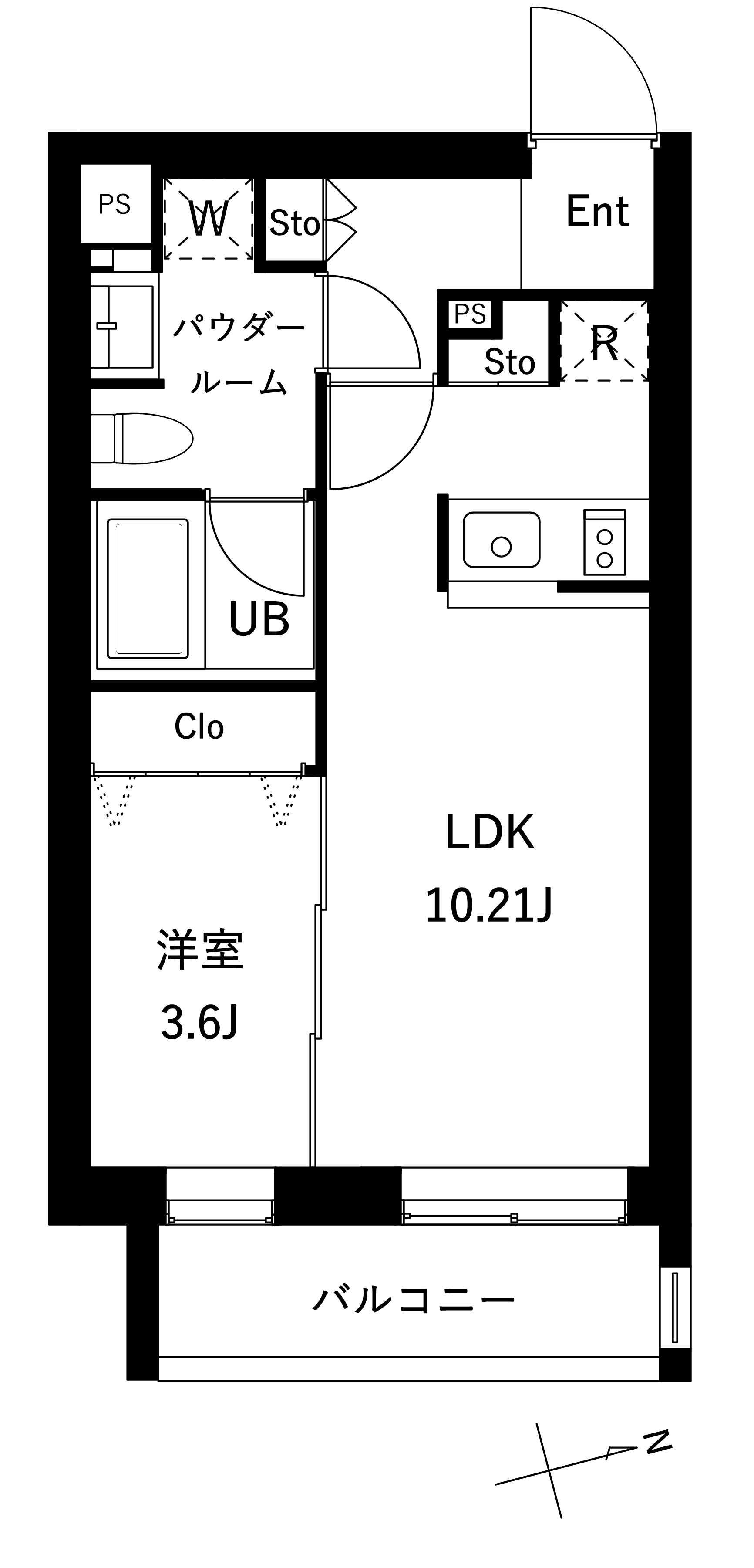 パストラーレ豊玉(1LDK/1階)の間取り写真