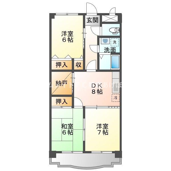 フリーダムコート弐番館(3SDK/3階)の間取り写真
