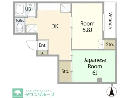 岡田ビル(2DK/2階)の間取り写真