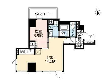 希神楽坂テラス(1LDK/6階)の間取り写真