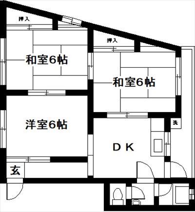 ANGELO白国(3DK/1階)の間取り写真