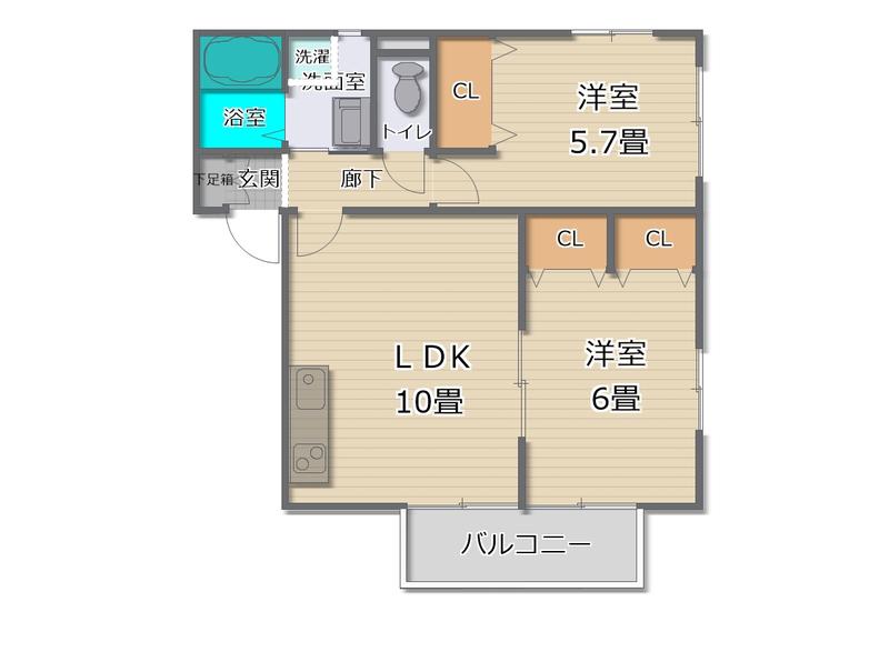 ヴィラ鎌倉(2LDK/2階)の間取り写真