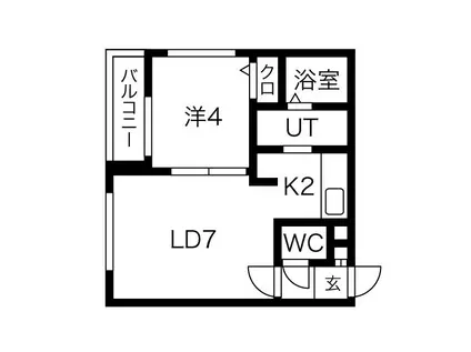 ラフィーネ大通東プレミアム(1LDK/2階)の間取り写真