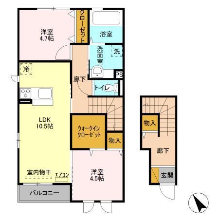 コゥジーコート(2LDK/2階)の間取り写真