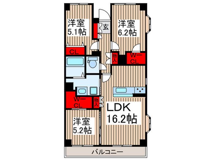 CROTH OMIYA(3LDK/3階)の間取り写真