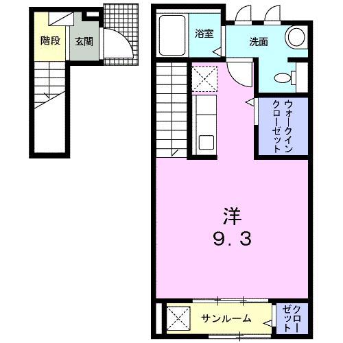 コンフォールつかさB(ワンルーム/2階)の間取り写真