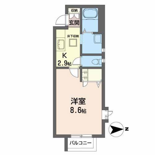 フラッツ八幡(1K/1階)の間取り写真