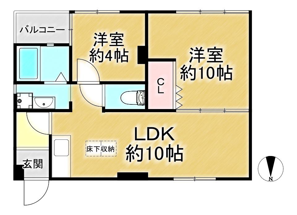 竹内マンション(2LDK/2階)の間取り写真