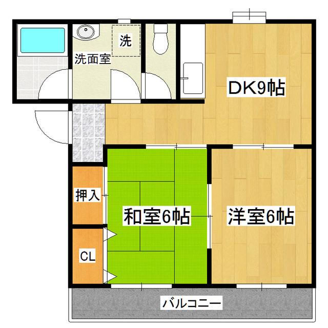 ラネージュ(2DK/1階)の間取り写真