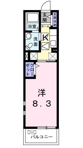 フライハイト(1K/1階)の間取り写真