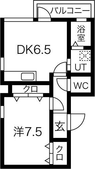 SKY TOWN FOUR(1LDK/2階)の間取り写真