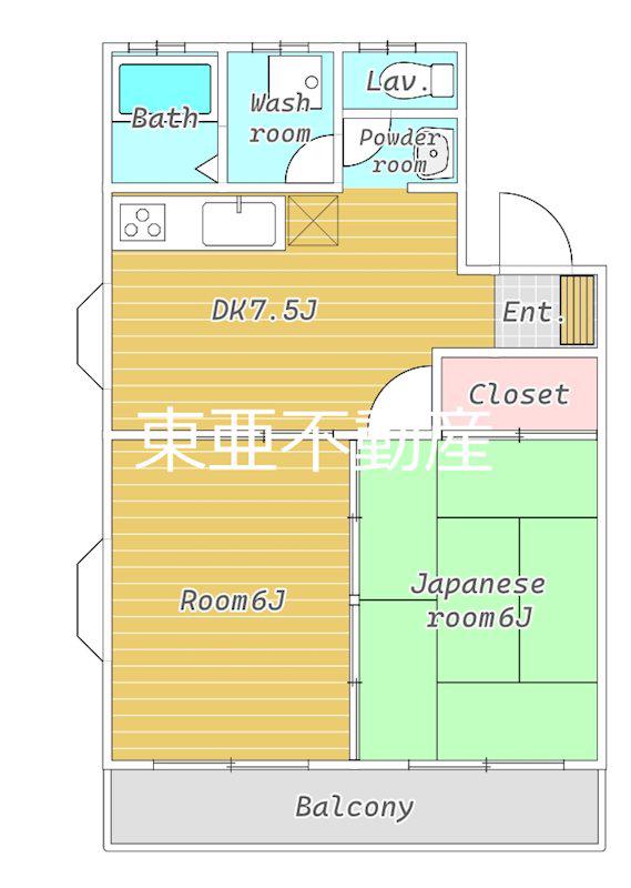 ヌーベルマンション帯山の杜(2DK/3階)の間取り写真