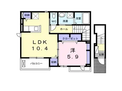 ウィステリア美園B(1LDK/2階)の間取り写真