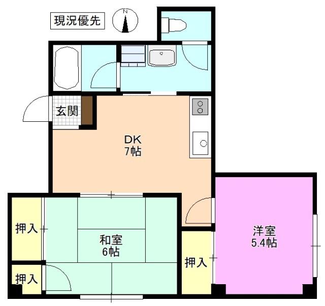 山崎ビル(2DK/4階)の間取り写真