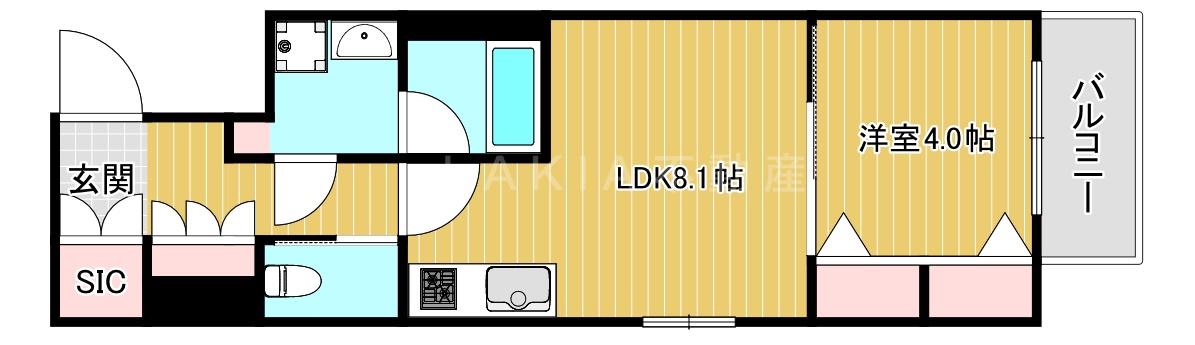 レオンコンフォート難波南(1LDK/11階)の間取り写真