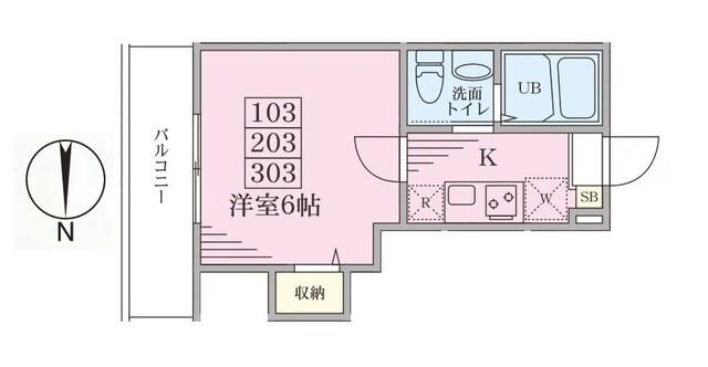 ピアK白楽A棟(1K/3階)の間取り写真