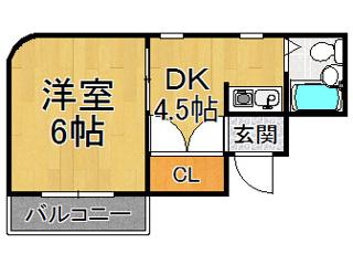 立花スプリングス(1DK/3階)の間取り写真