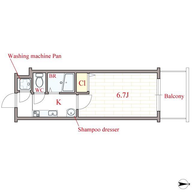 地下鉄長堀鶴見緑地線 西大橋駅 徒歩4分 9階建 築19年(1K/5階)の間取り写真