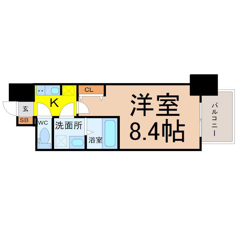 S-RESIDENCE山王(1K/2階)の間取り写真