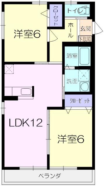 エターナルハイツ B棟(2LDK/2階)の間取り写真