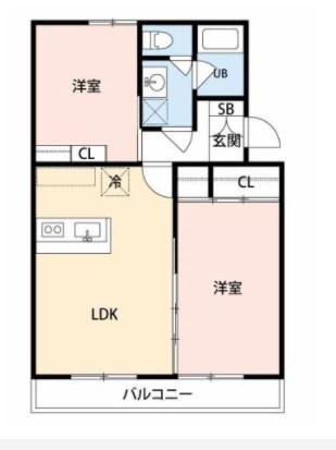 マンションカメリアII(2LDK/1階)の間取り写真