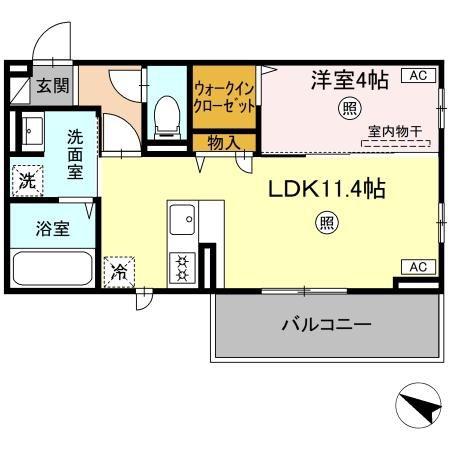 ピノ・ジョヴァーネ(1LDK/2階)の間取り写真