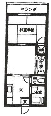 草加グリーンハイム(2DK/2階)の間取り写真