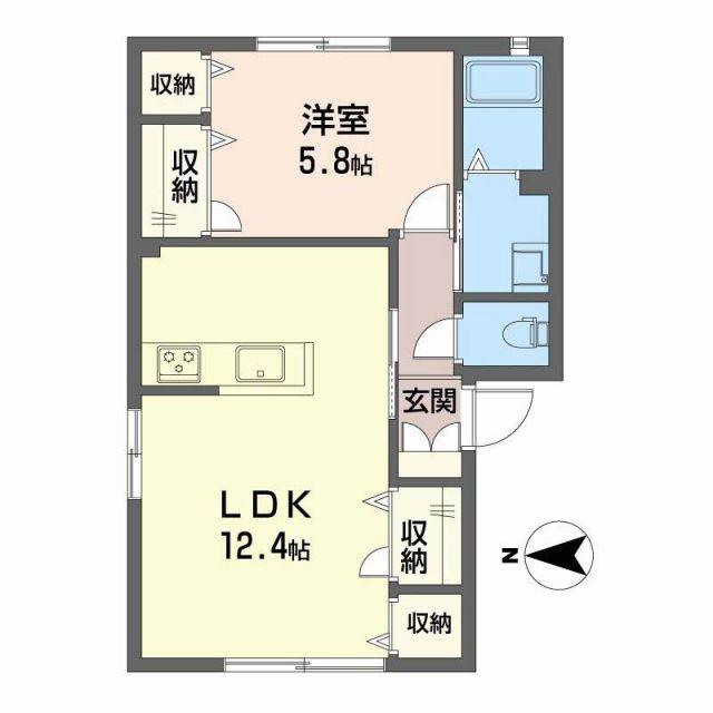 さくら台ハイム(1LDK/1階)の間取り写真