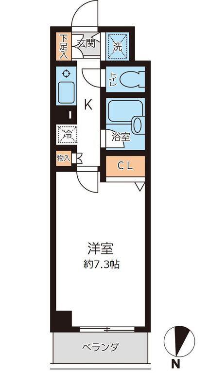 CITY SPIRE国分寺(1K/2階)の間取り写真