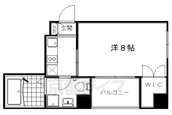 クラベール下鴨(1K/2階)の間取り写真