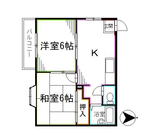 下井草ハイツ(2K/1階)の間取り写真