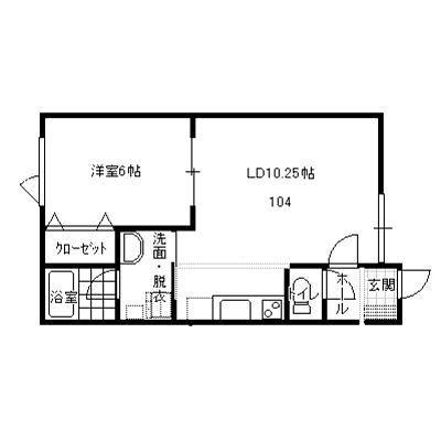 MKあすみ(1DK/1階)の間取り写真
