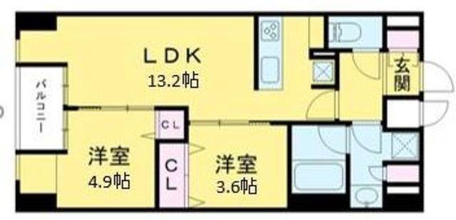 W-GATES TOWER (2LDK/9階)の間取り写真