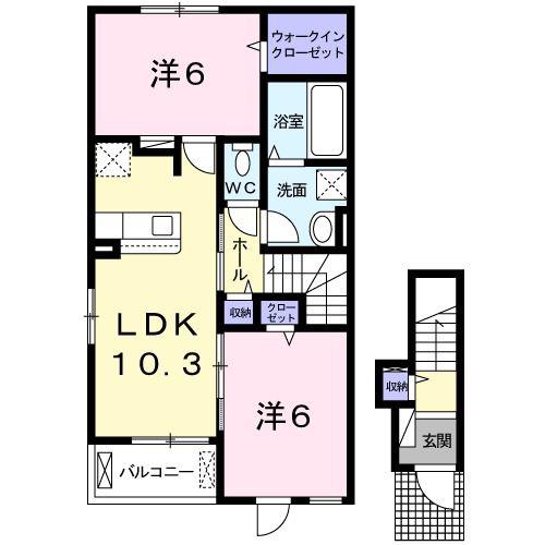 ルーチェ(2LDK/2階)の間取り写真