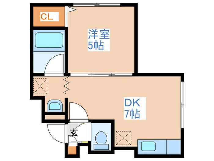 シャレード(1DK/2階)の間取り写真