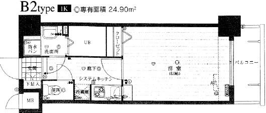 レジデンシャルヒルズ博多南(1K/5階)の間取り写真