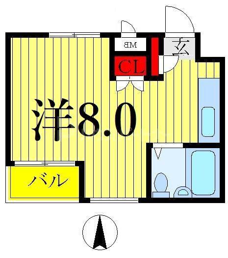 グレースシャンブル(ワンルーム/2階)の間取り写真