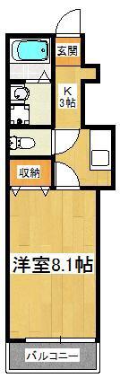 アーク船橋(1K/3階)の間取り写真