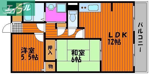 アビタ山本・岡山(2LDK/7階)の間取り写真