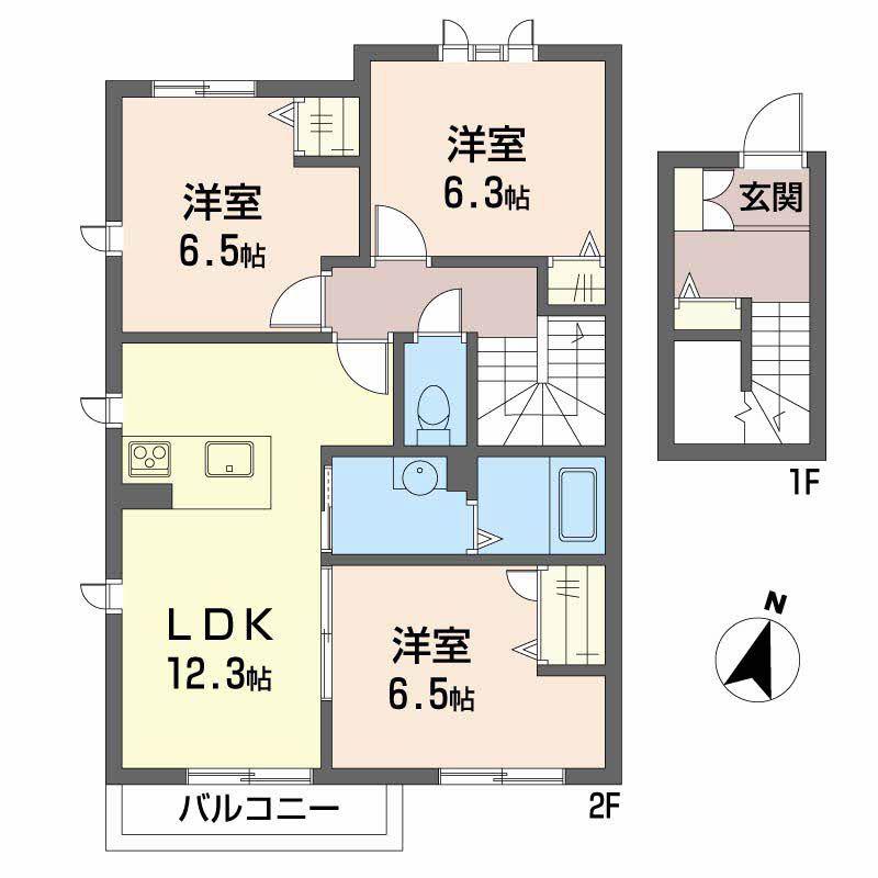 シャルマンS(3LDK/2階)の間取り写真